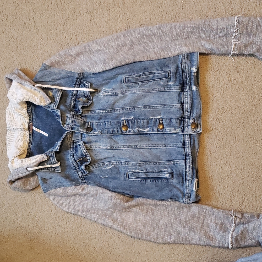 Free People Hooded Jean Jacket